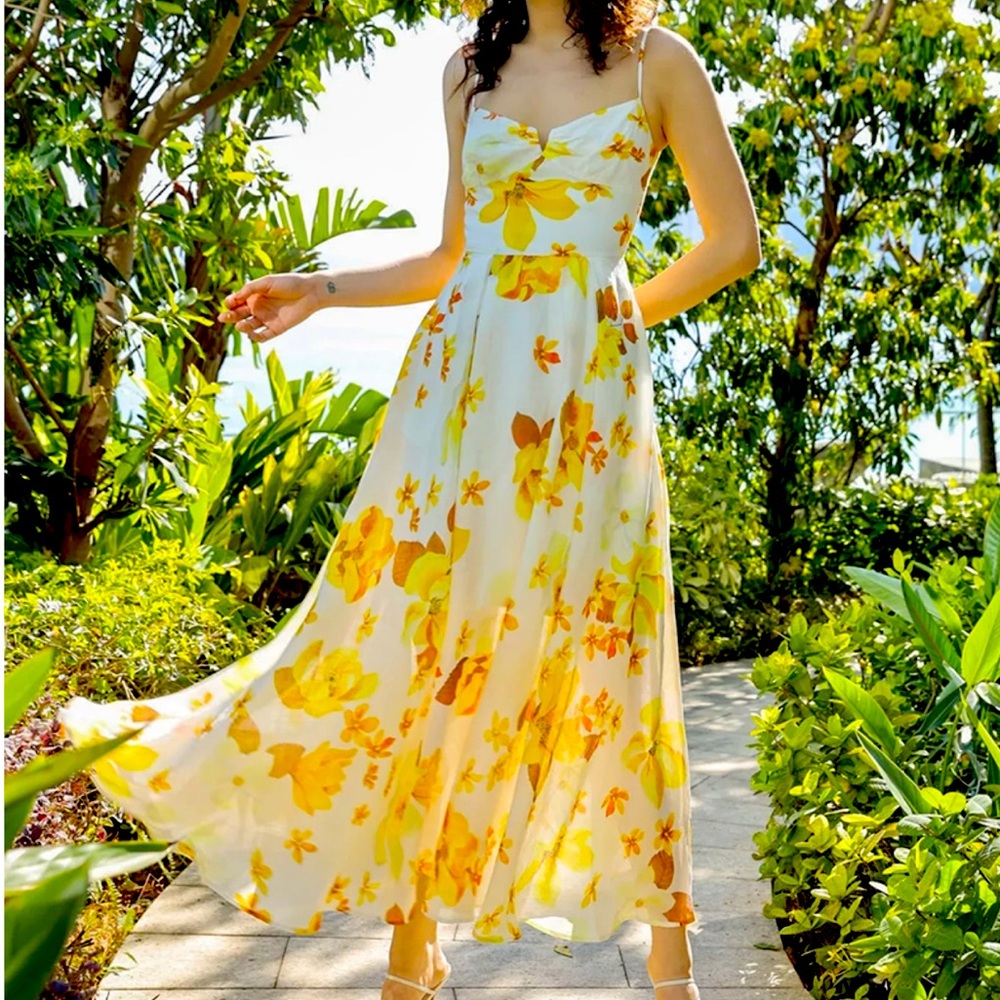 Sau Lee dress yellow floral size 4